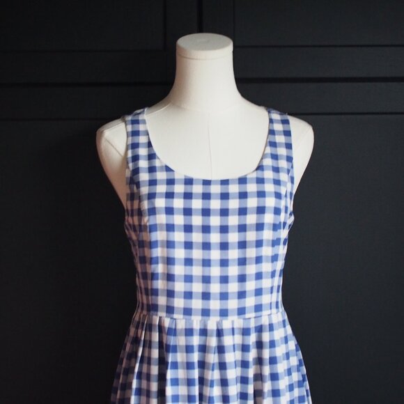 Icone | Sleeveless Blue & White Gingham Dress - Picture 3 of 7